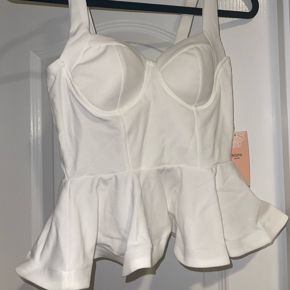 White ruffle tank